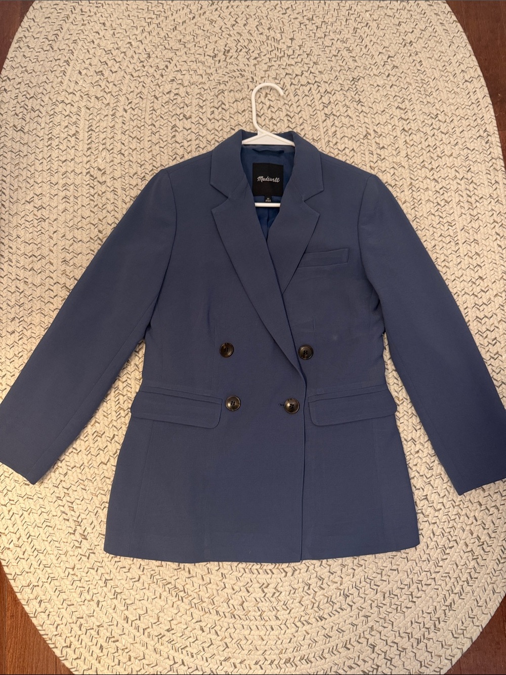 Double-Breasted Slate Blue Blazer
